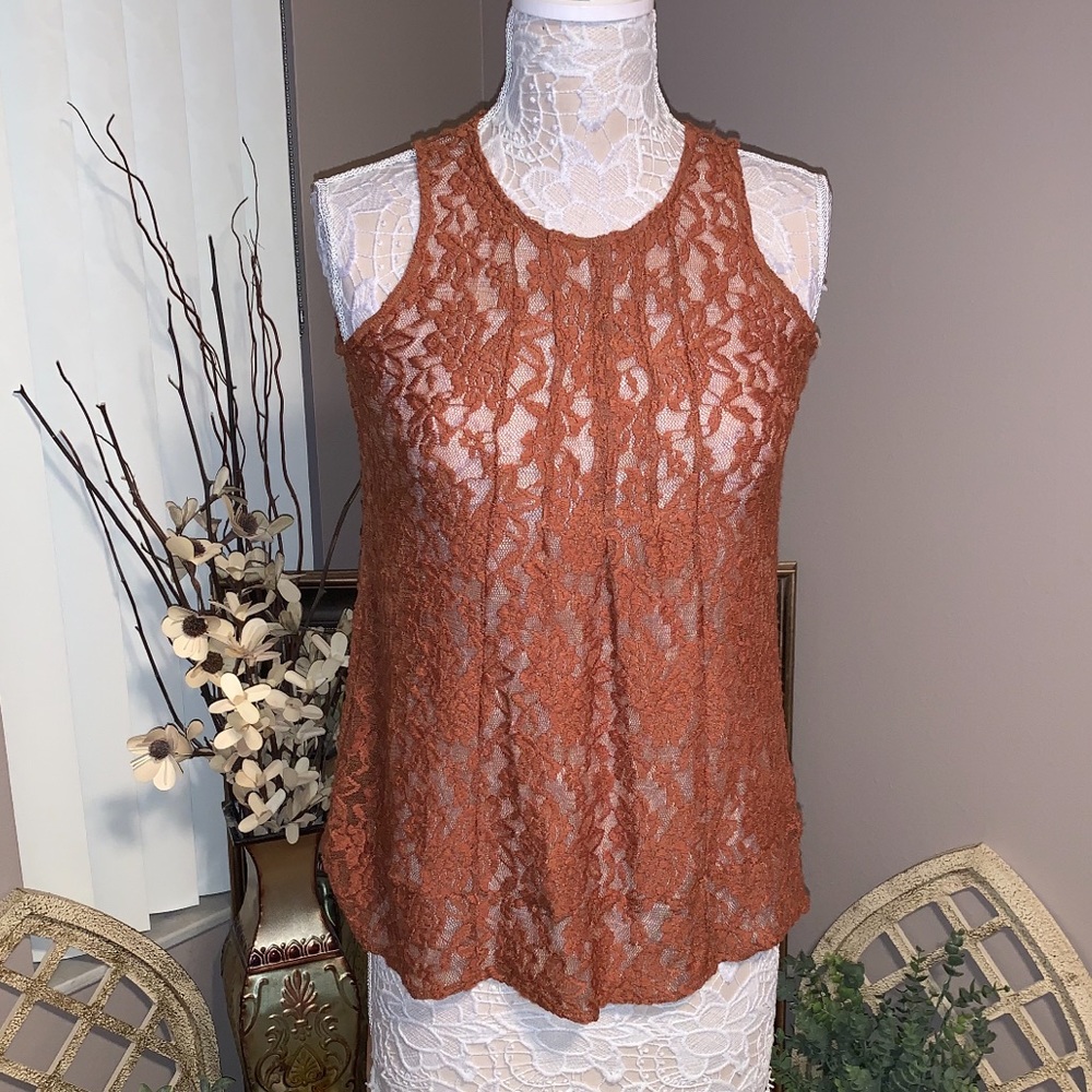 Burnt Orange Lace Tank